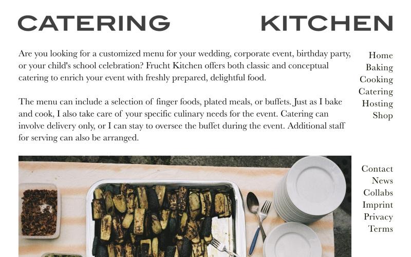Frucht Kitchen — catering page